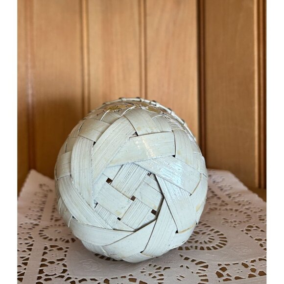 Vintage Hand-Painted Rustic Woven Small Easter Basket Bunny Rabbit Spring Decor - Picture 7 of 8